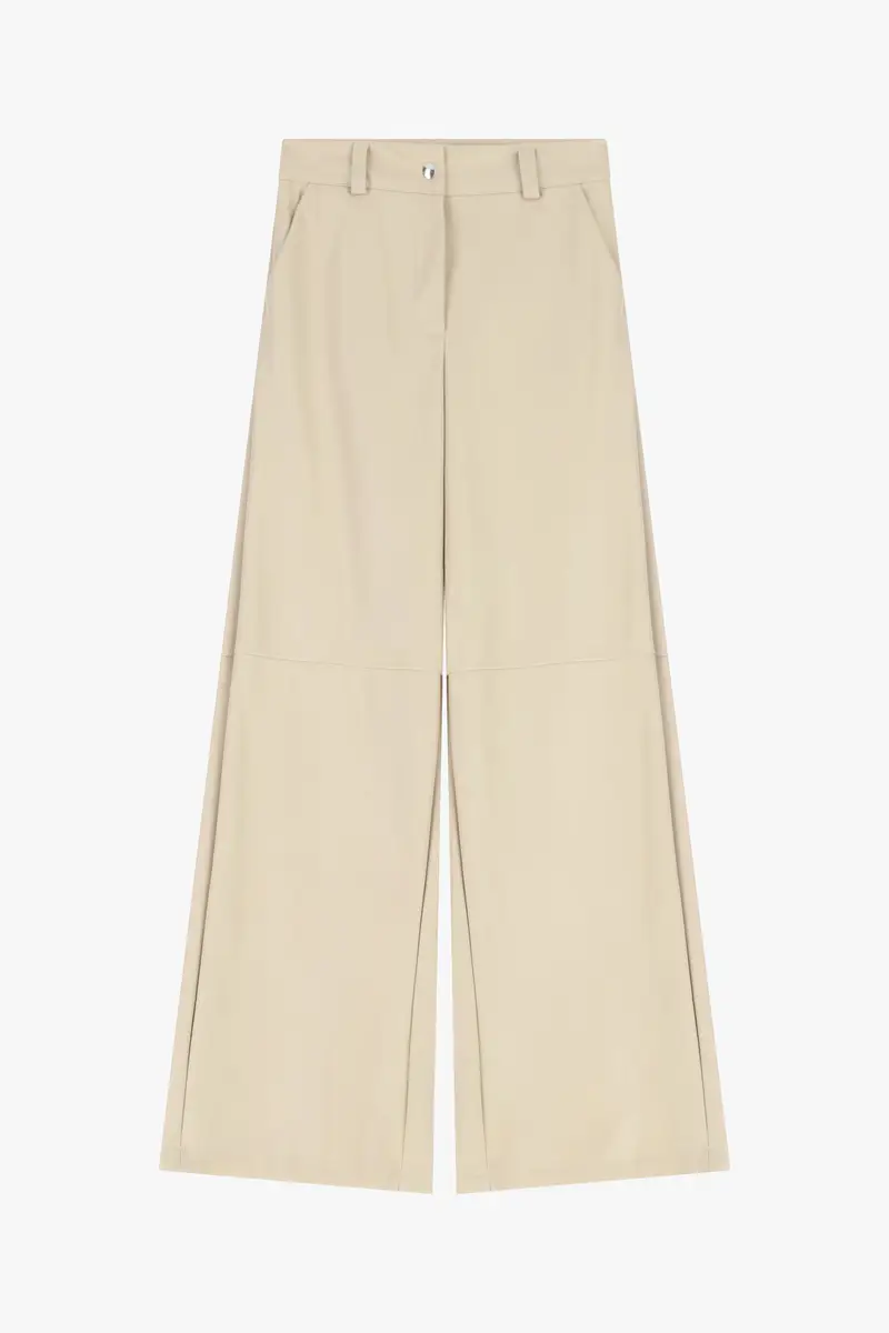 Pantaloni palazzo vita alta con tasche laterali