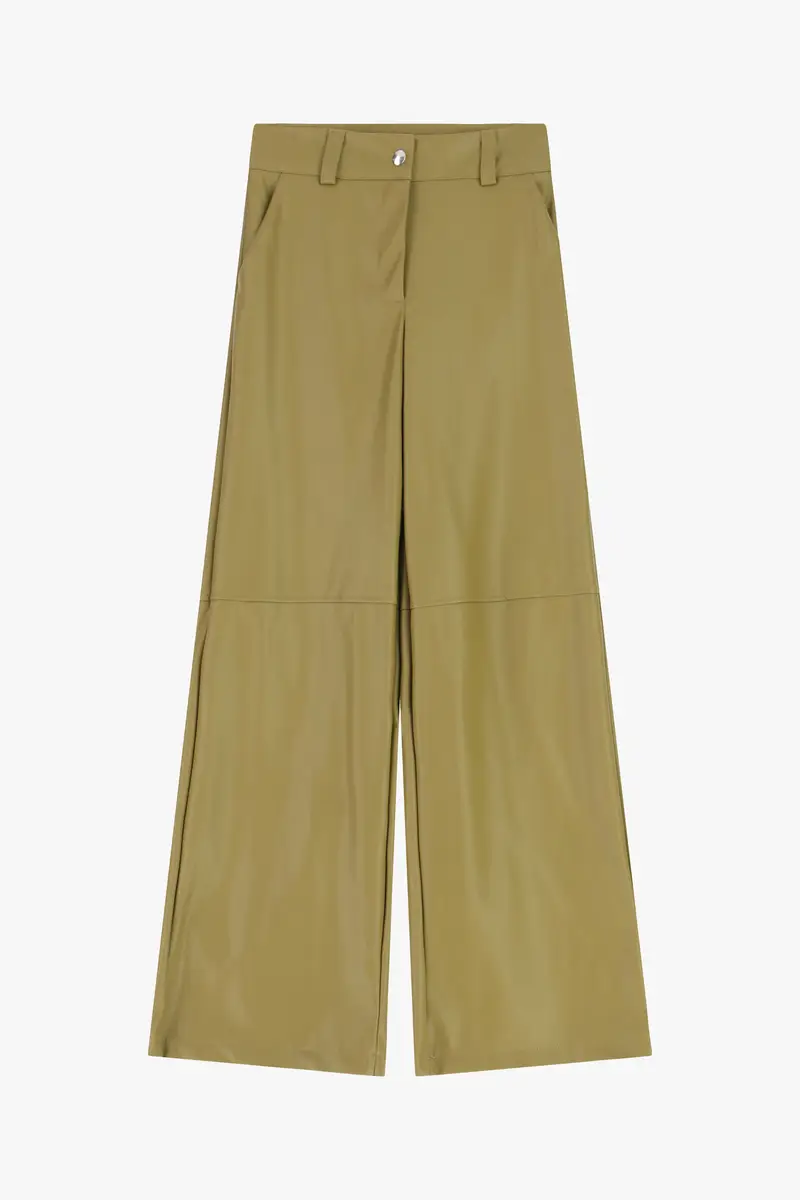 Pantaloni palazzo vita alta con tasche laterali