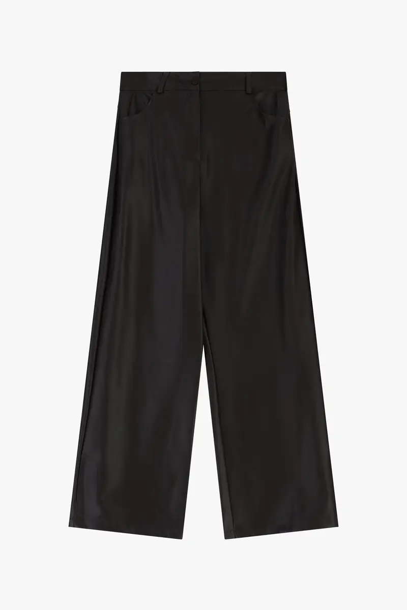 Pantaloni palazzo vita alta con tasche laterali