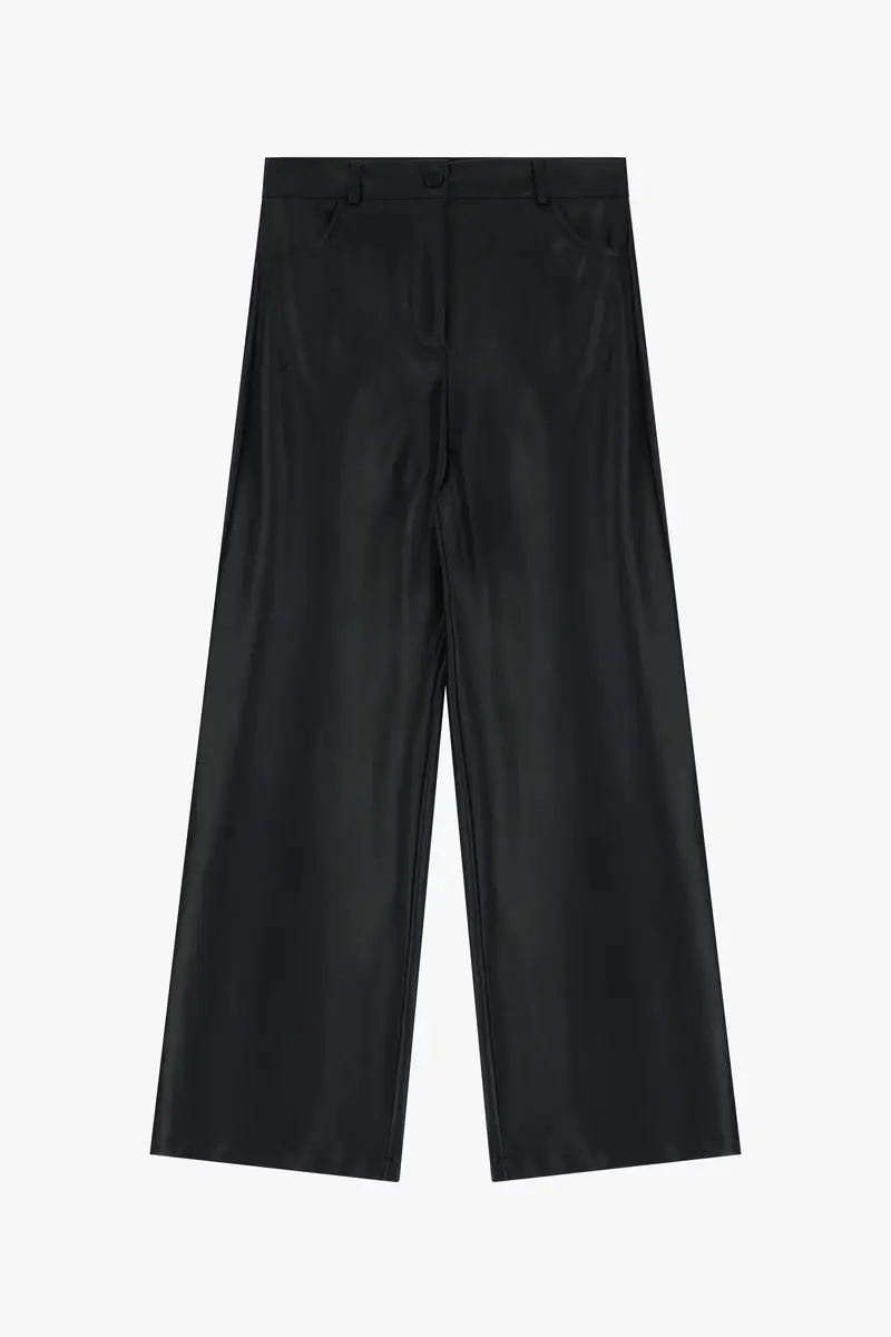 Pantaloni palazzo vita alta con tasche laterali