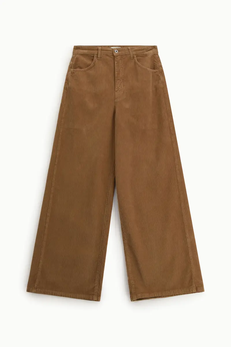 Dixie Pantaloni palazzo vita alta in cotone con tasche