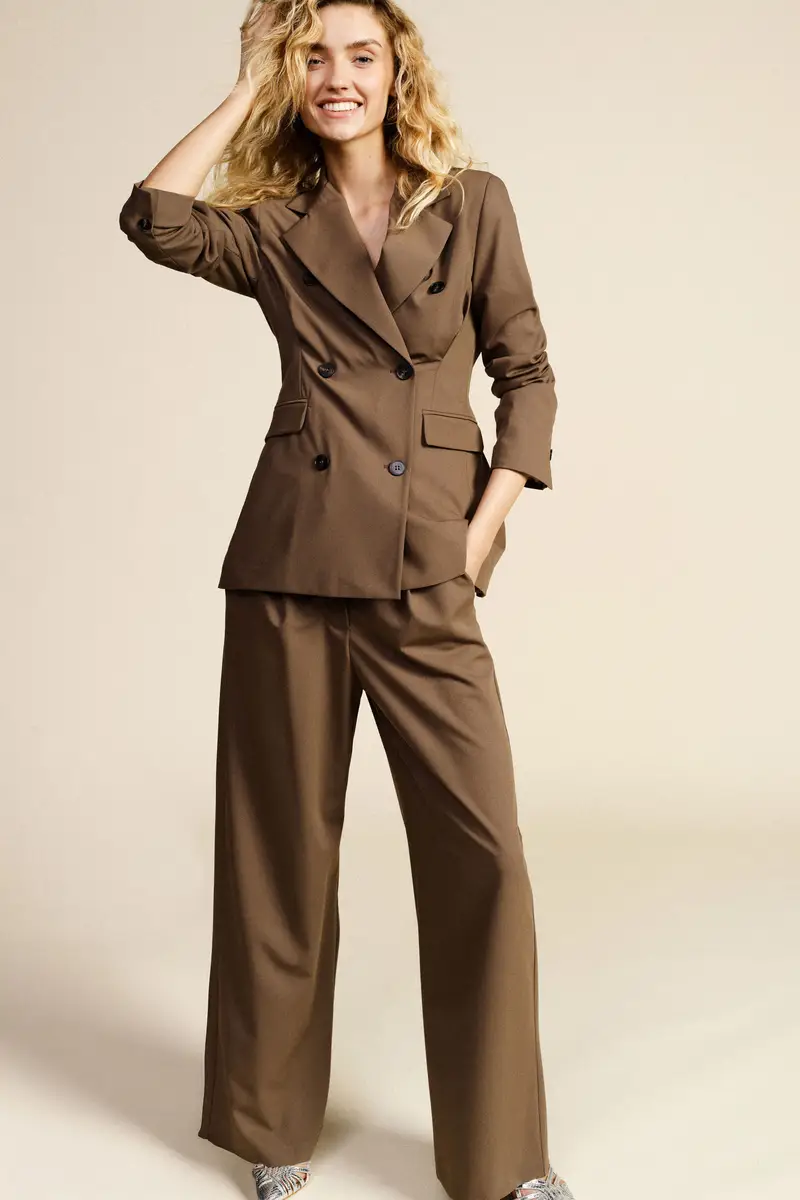 Pantaloni palazzo vita alta pinces miniatura 2