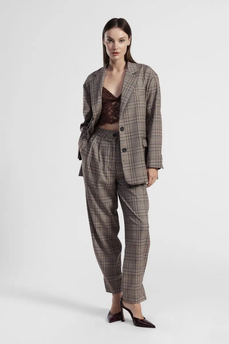 Dixie Pantaloni sartoriali check a vita alta miniatura 2