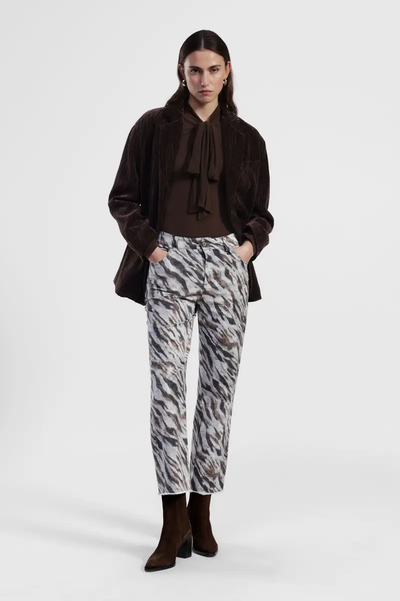 Pantaloni slim-fit fantasia animalier stampa integrale miniatura 2