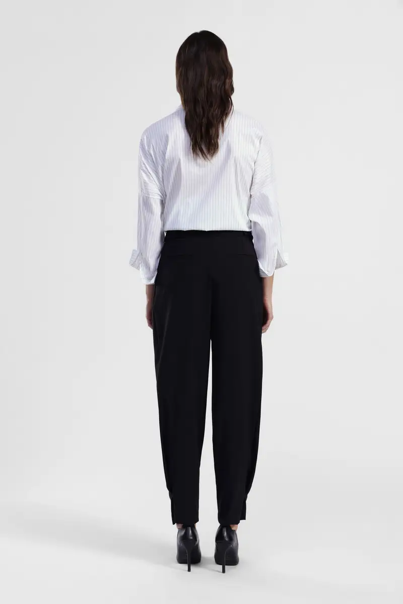 Pantaloni tailored pinces vita alta cropped miniatura 3