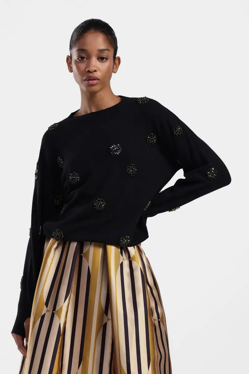 Pullover girocollo con applicazioni miniatura 2