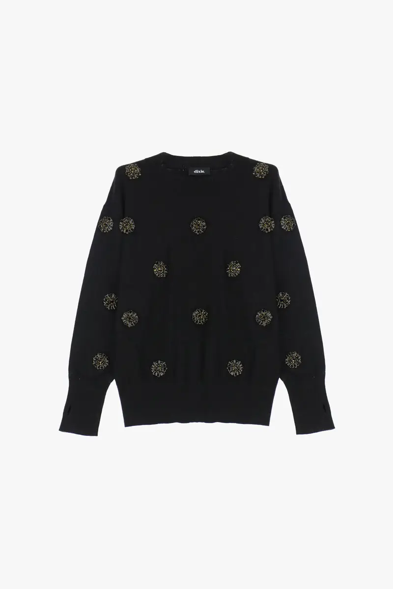 Pullover girocollo con applicazioni