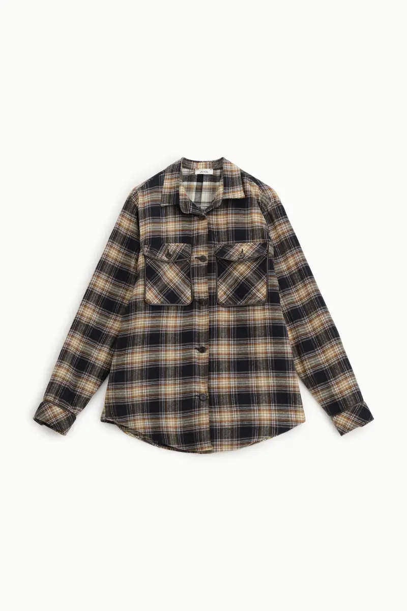 Shirt a quadri con tasche frontali e colletto classico