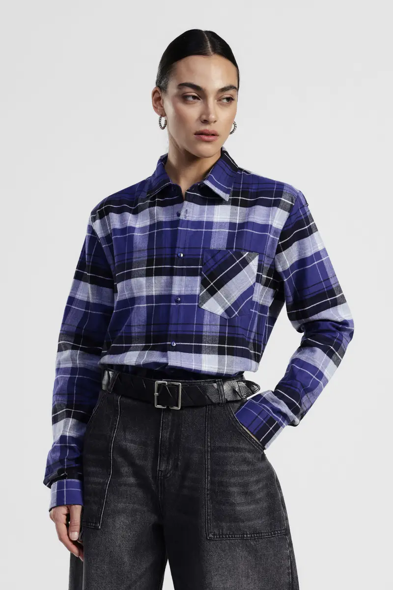 Shirt a quadri con taschino applicato miniatura 2