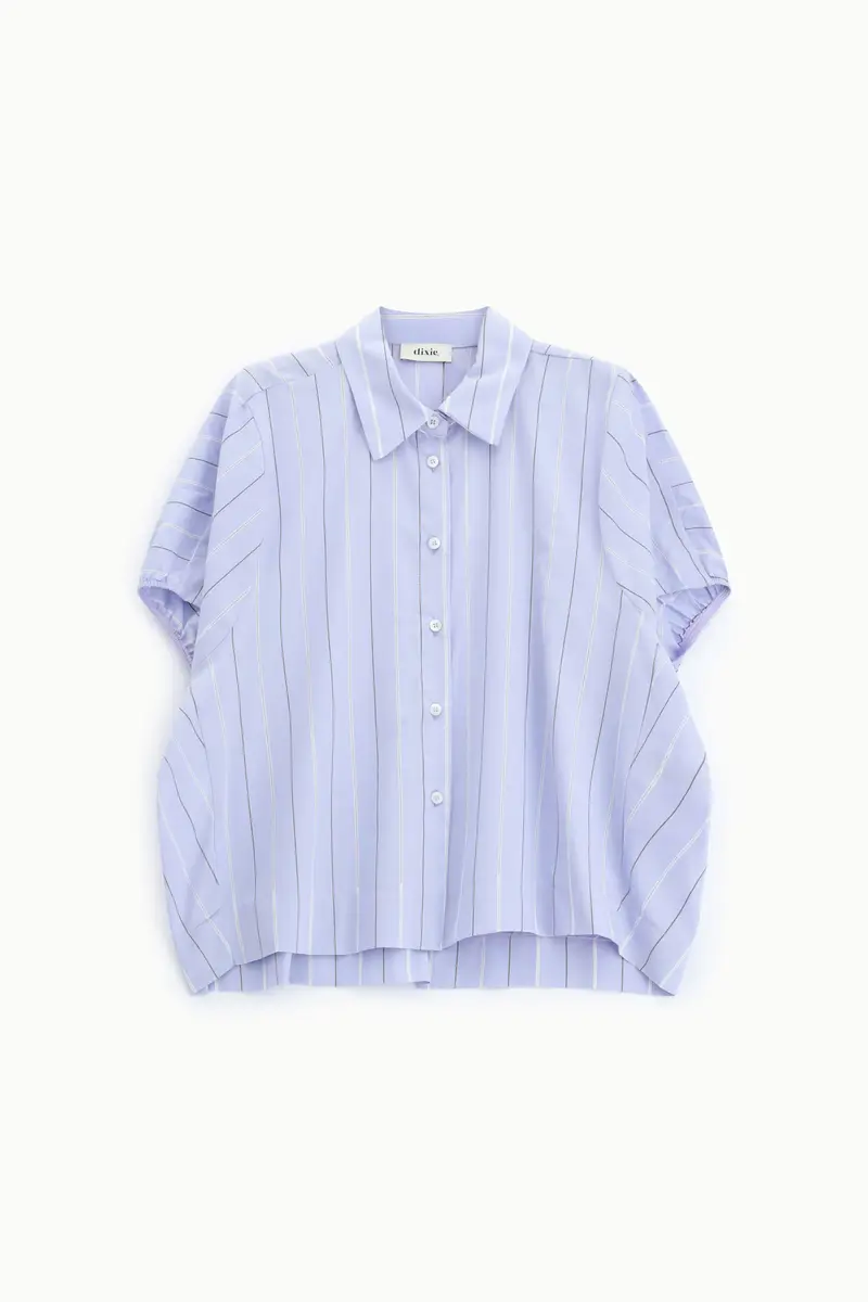 Shirt a righe con collo classico e maniche corte