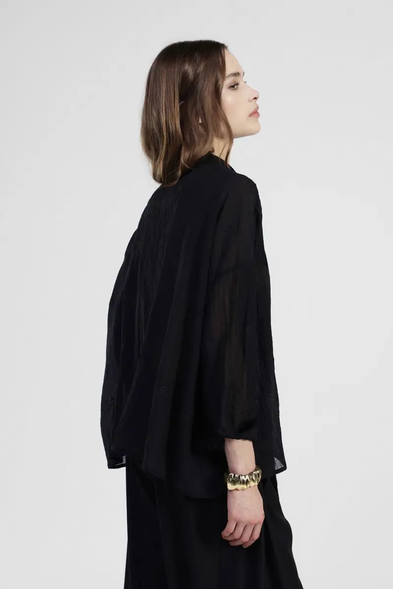 Shirt ampia con fiocco e maniche lunghe miniatura 3