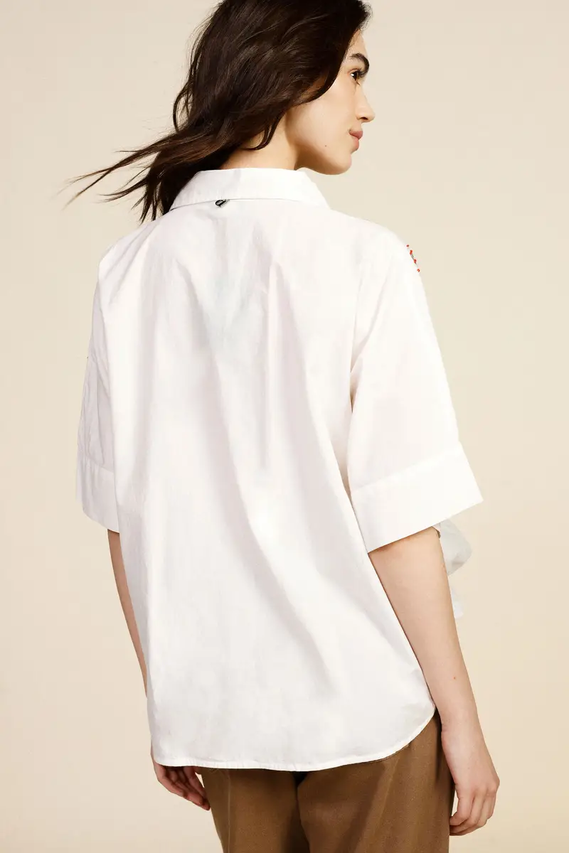 Shirt ampia ricamo floreale manica corta miniatura 3