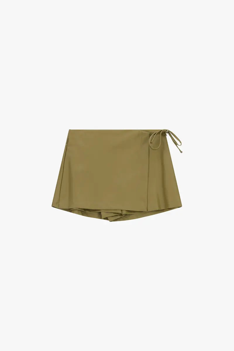 Shorts-gonna con nodo laterale e taglio dritto