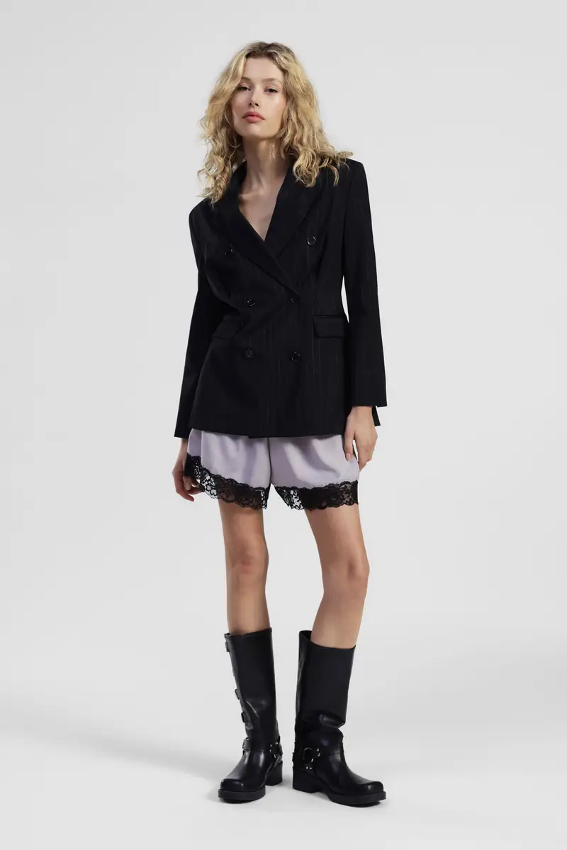 Shorts regular-fit con bordo in pizzo e vita elasticizzata miniatura 2