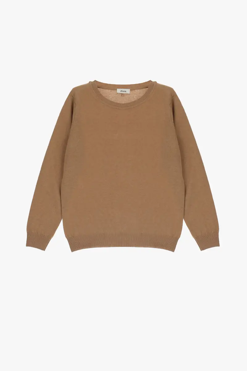 Solid-colour round-neck pullover
