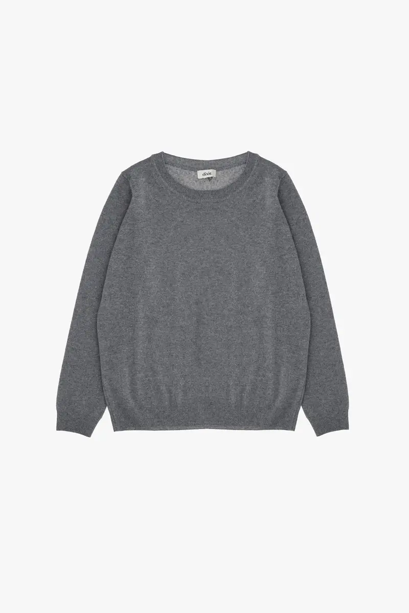 Solid-colour round-neck pullover