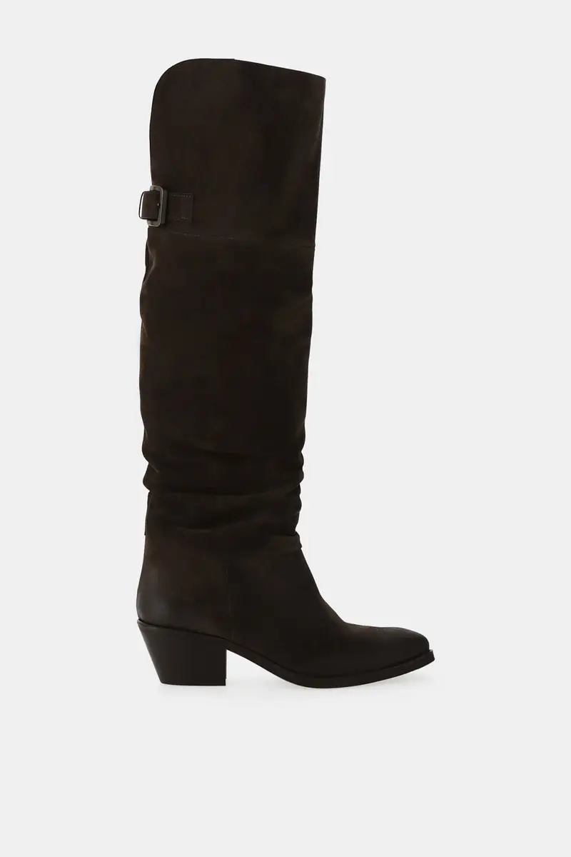Stivali alti con gambale morbido e fibbia laterale
