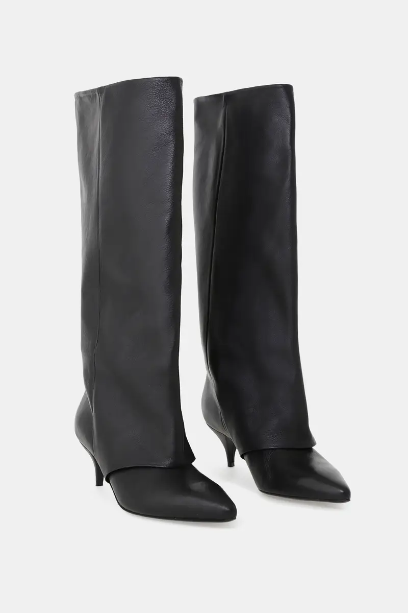 Stivali alti con tacco basso e punta affusolata miniatura 2
