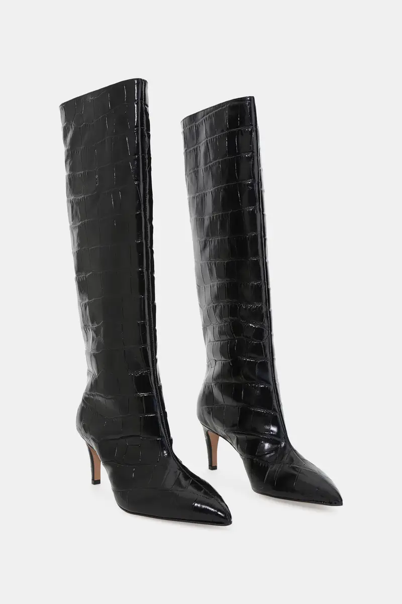 Stivali alti stampa coccodrillo punta affusolata miniatura 2