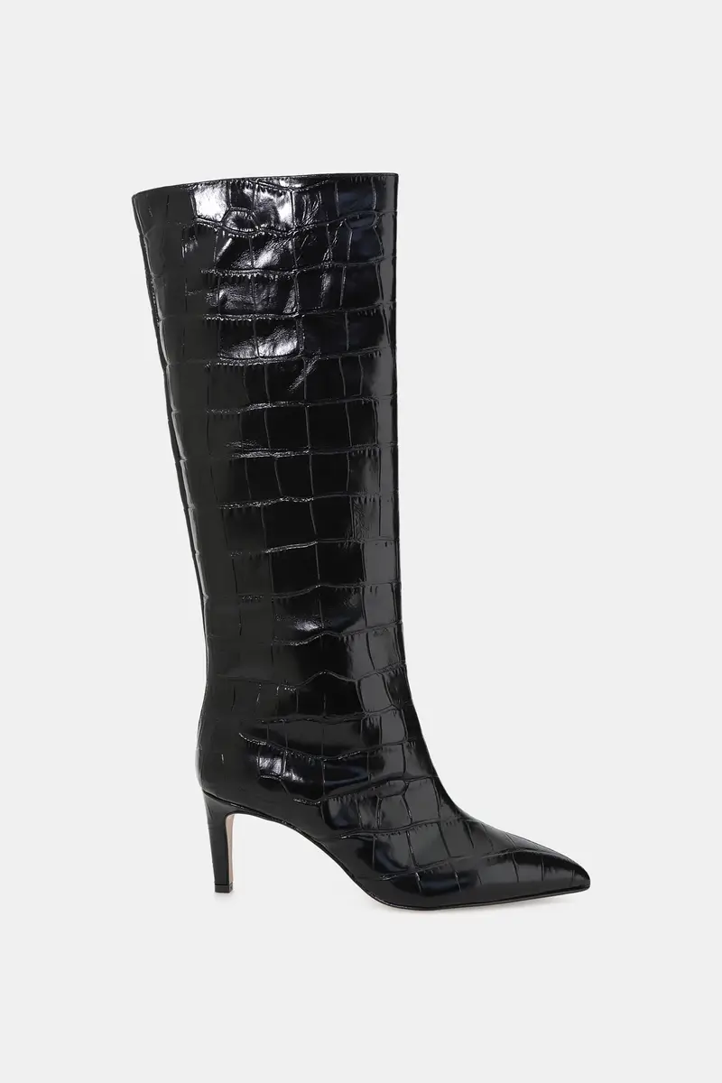 Stivali alti stampa coccodrillo punta affusolata