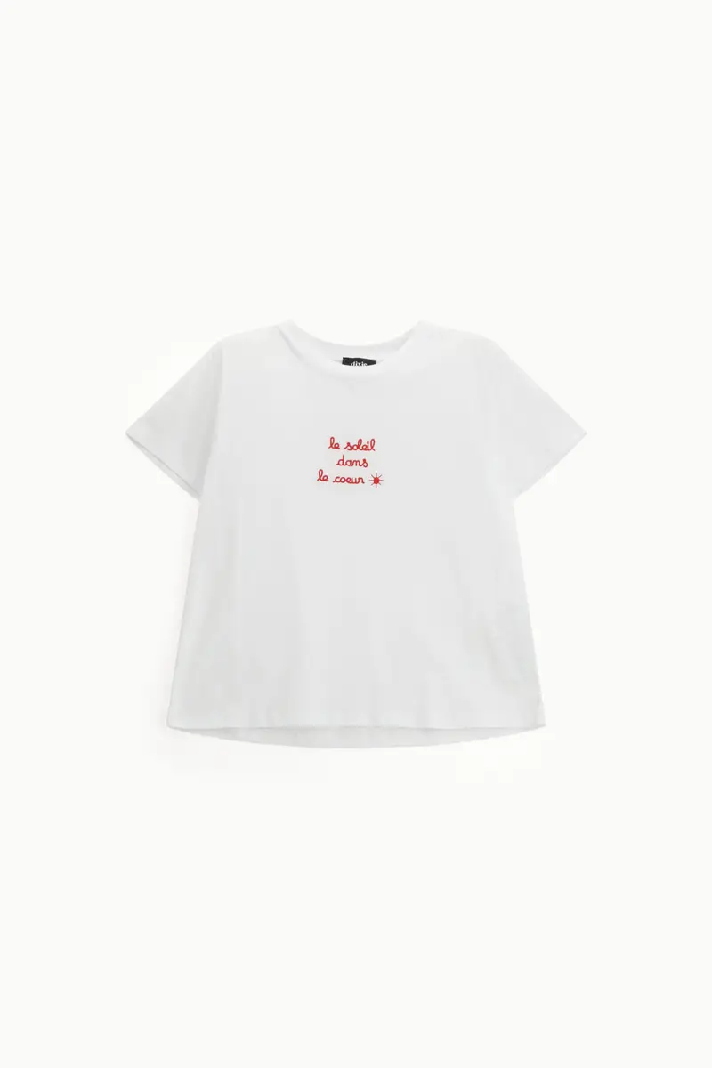 T-shirt a maniche corte con scritta ricamata