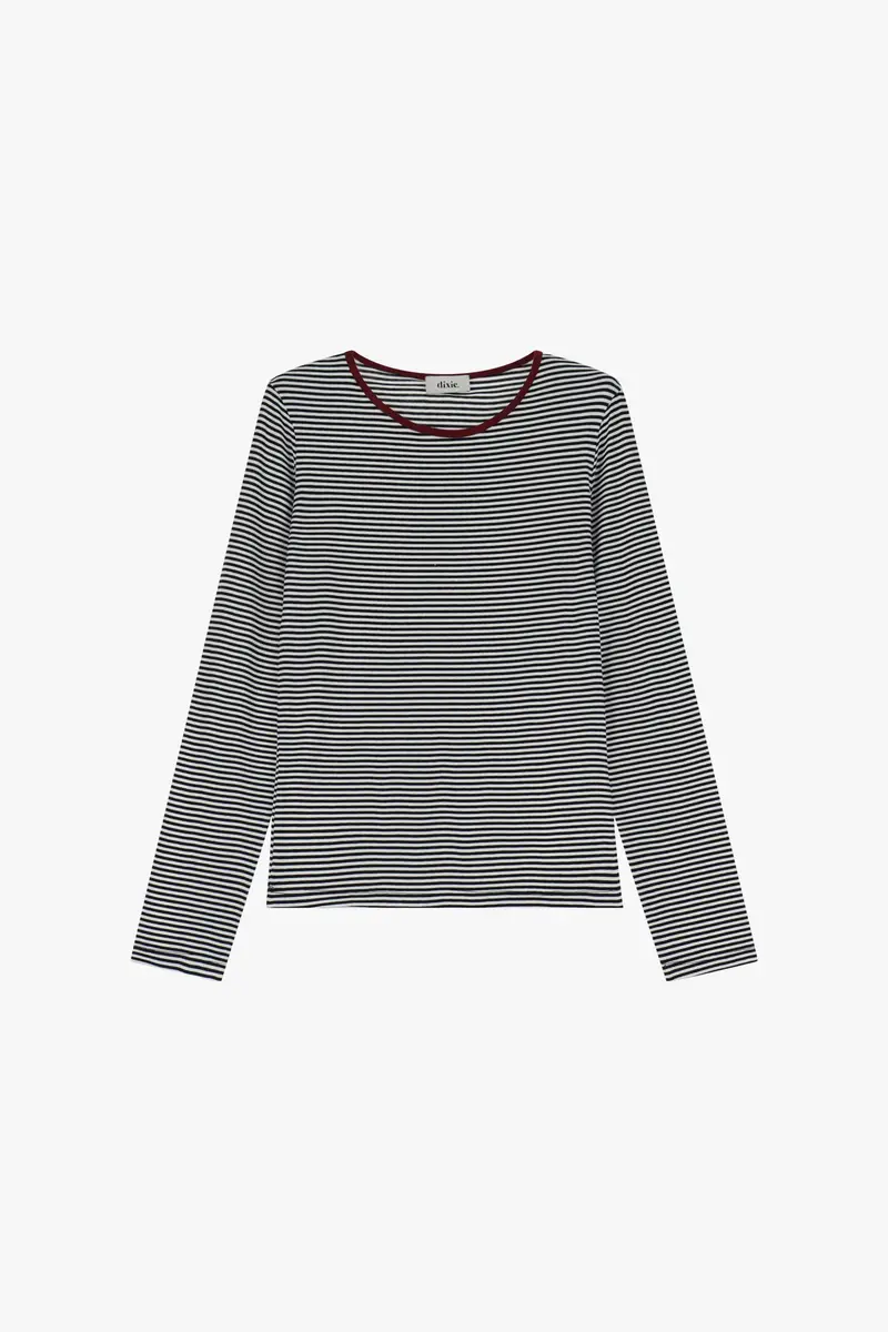 T-shirt a righe con maniche lunghe e scollo rotondo