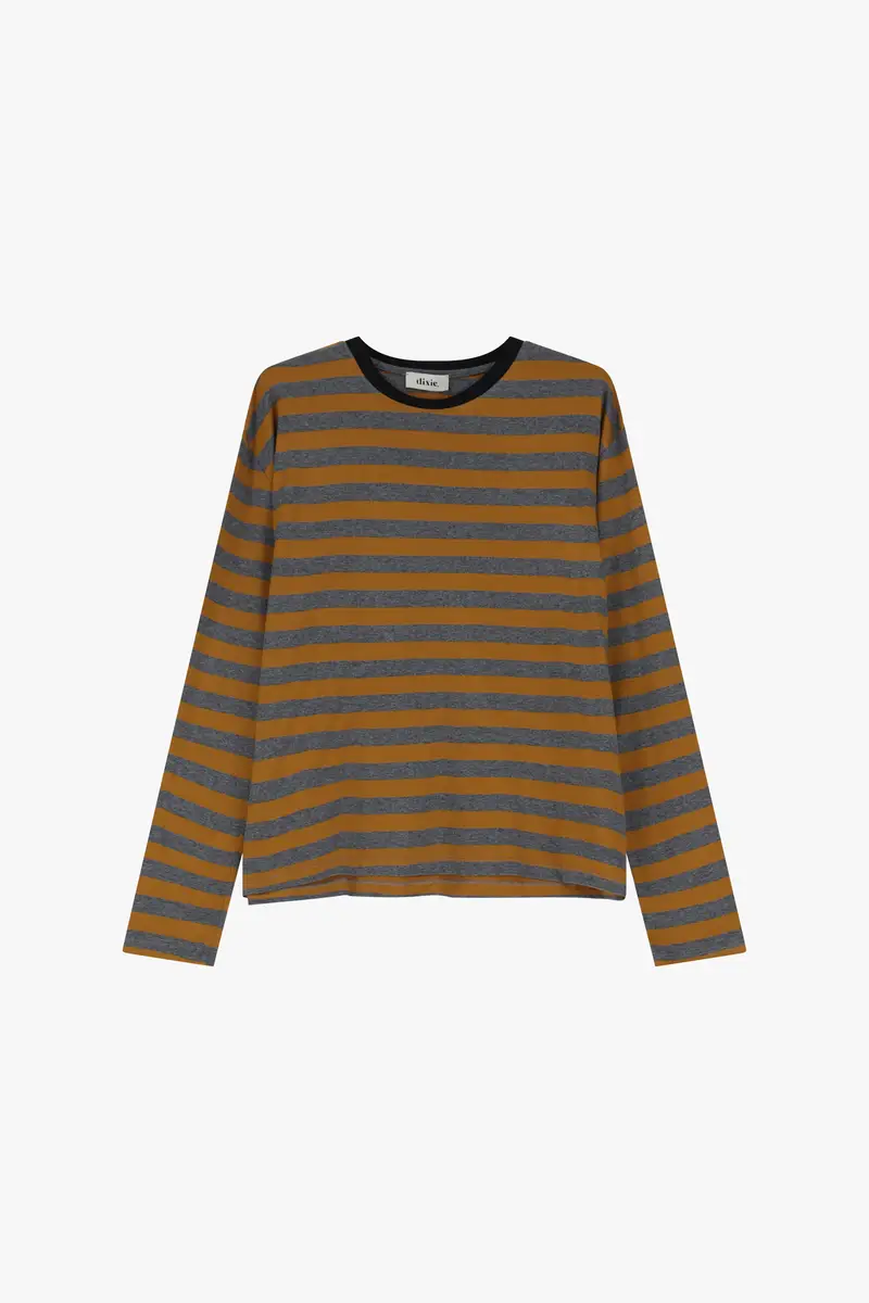 T-shirt a righe manica lunga girocollo