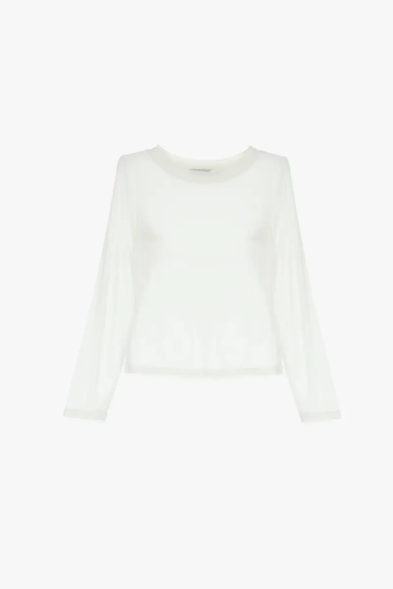 T-shirt manica lunga girocollo dettagli a contrasto