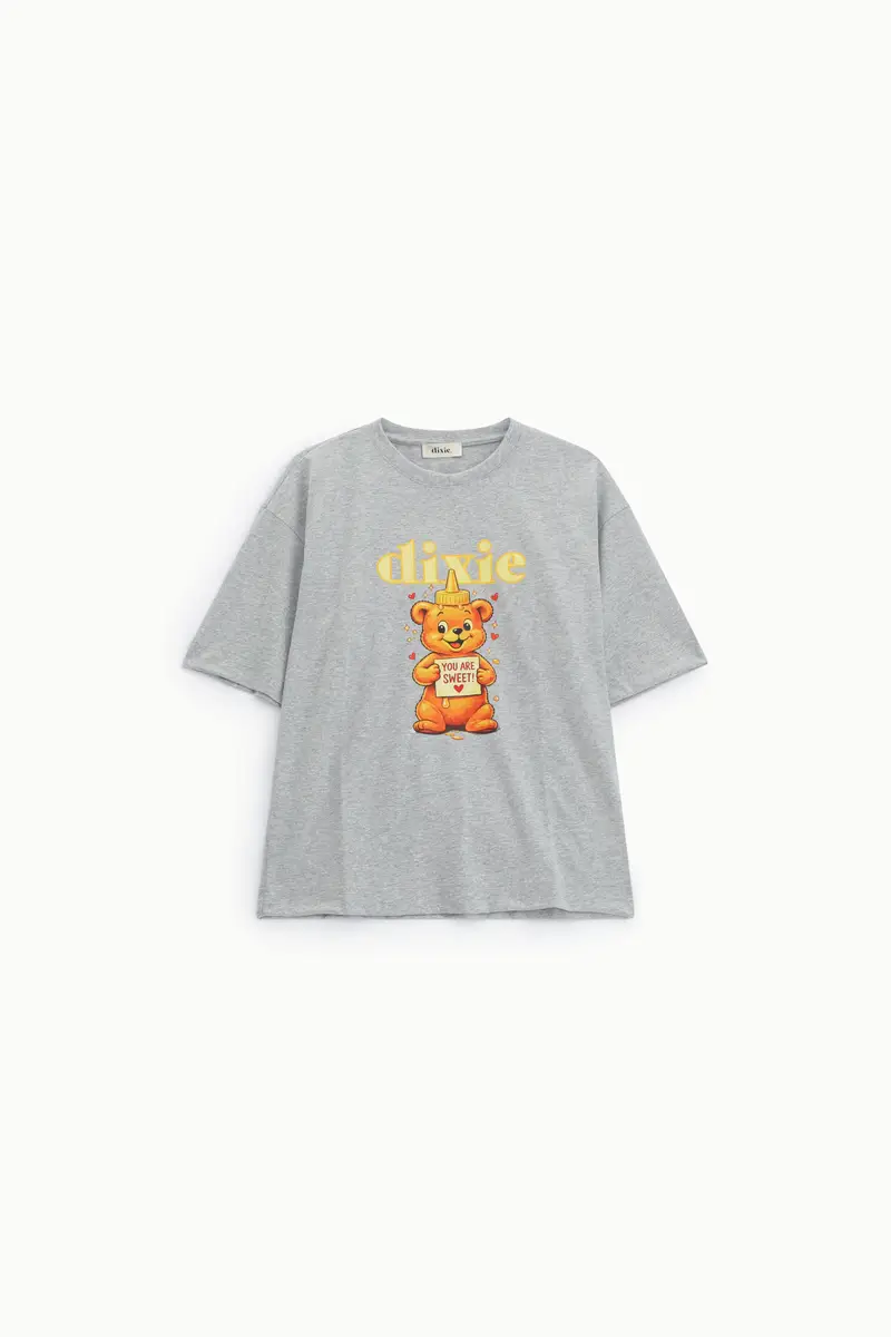 T-shirt stampa orsetto vestibilità regolare girocollo