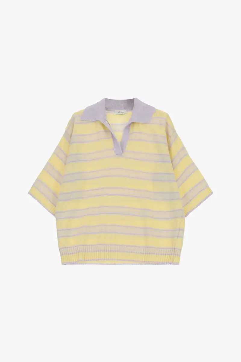 Top a righe collo classico manica corta