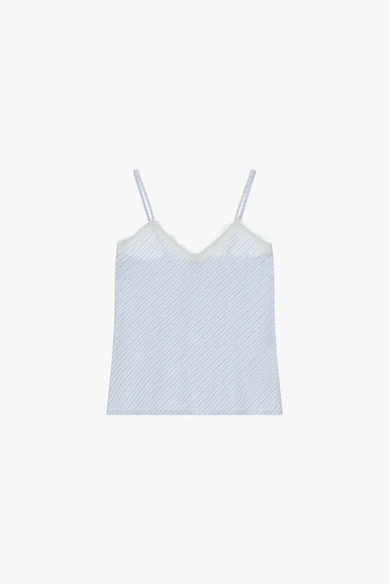 Top a righe con spalline sottili e scollo a v