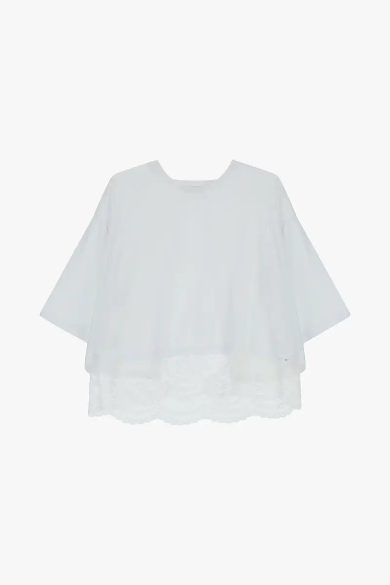 Top con maniche ampie e inserto in pizzo sul retro