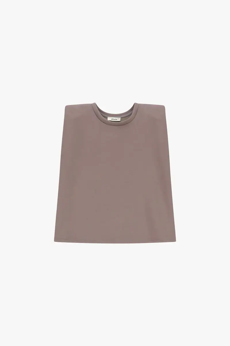 Top girocollo senza maniche con spalle strutturate