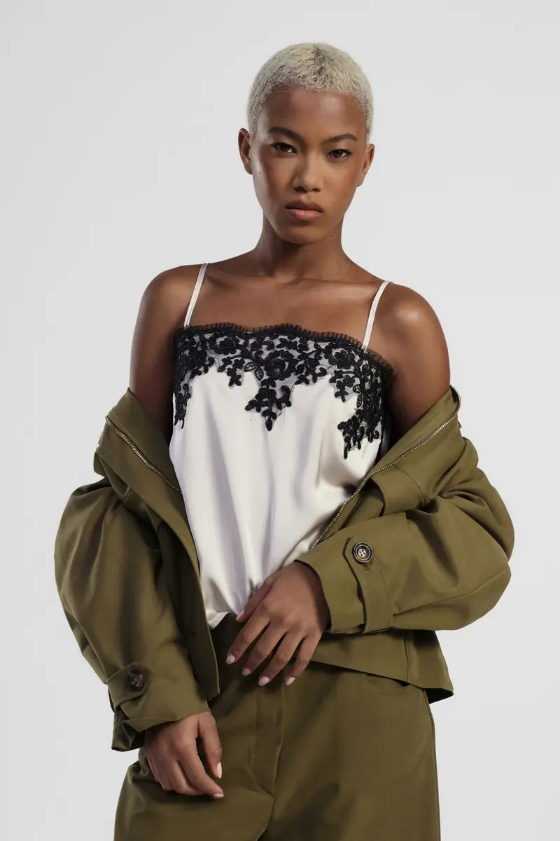 Top spalline sottili ricamo floreale miniatura 2