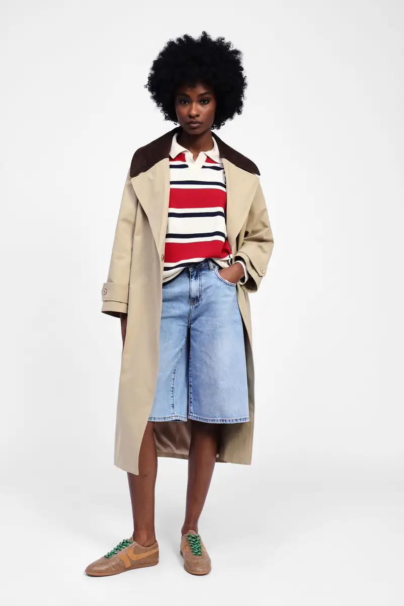 Trench lungo con dettagli a contrasto miniatura 2