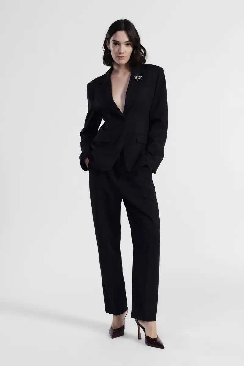 Trousers a vita alta taglio dritto con pinces miniatura 2