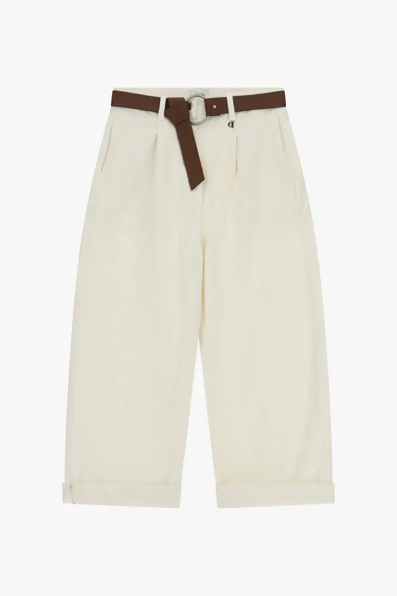 Trousers ampi cropped con cintura e risvolto