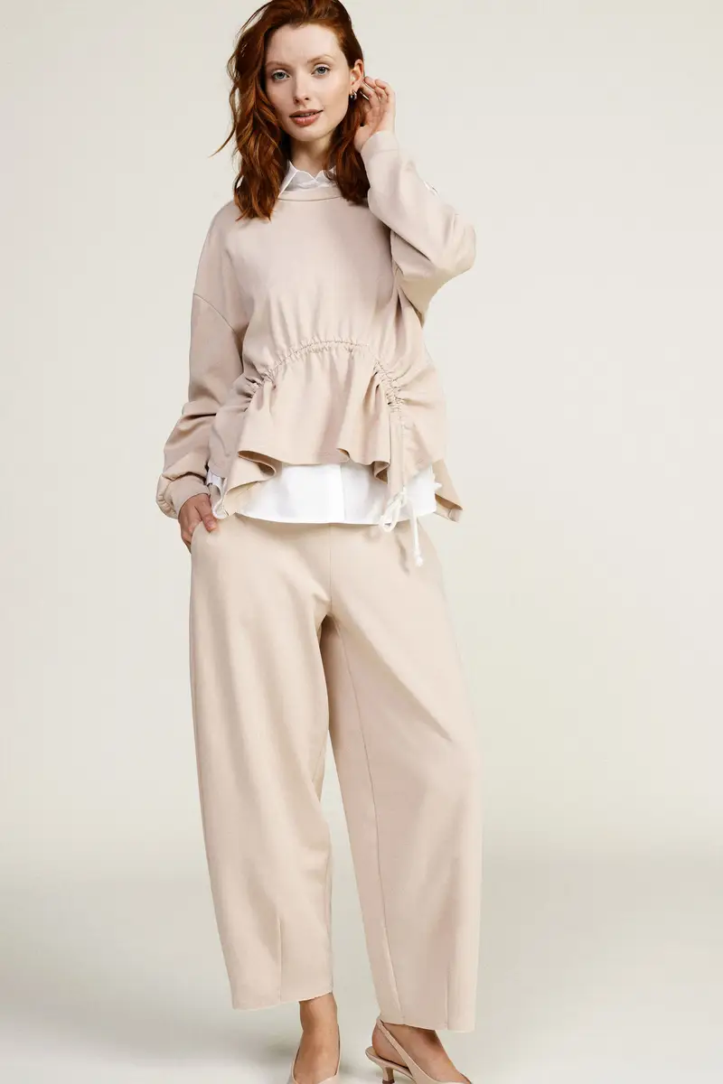 Trousers ampi cropped con tasche laterali miniatura 2