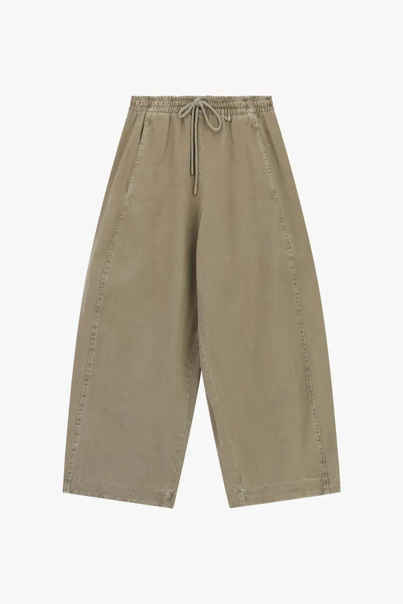 Trousers ampi cropped con vita alta e coulisse