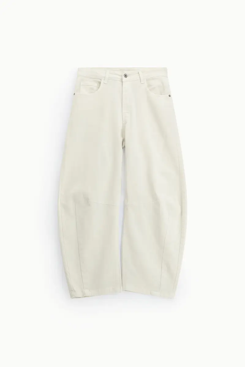 Trousers ampi vita alta con cuciture visibili