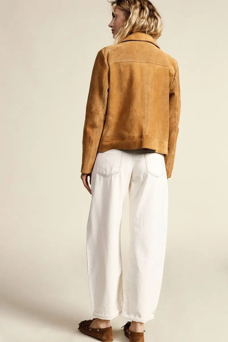 Trousers ampia gamba cinque tasche cuciture a vista miniatura 3