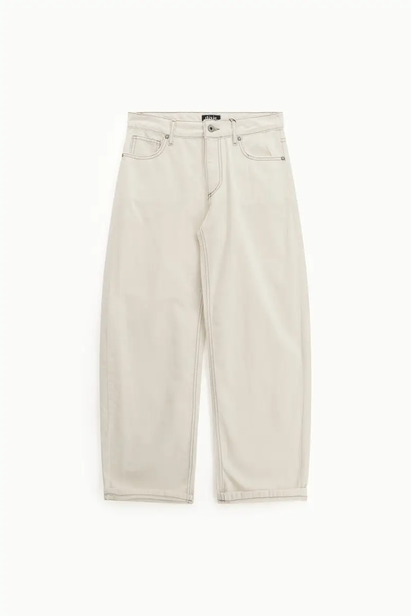 Trousers ampia gamba cinque tasche cuciture a vista