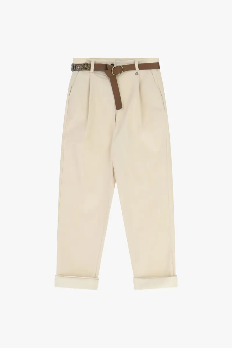 Trousers chino-fit con cintura e risvolto