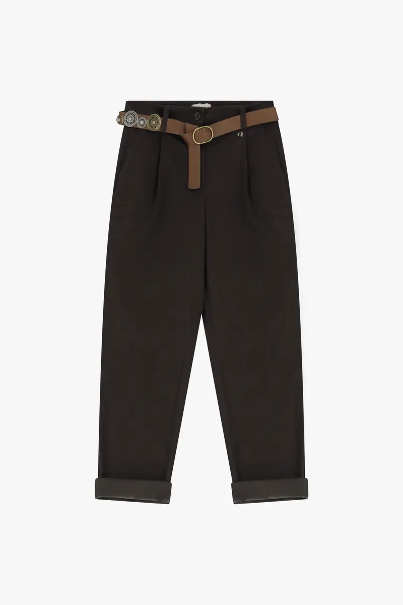 Trousers chino-fit con cintura e risvolto