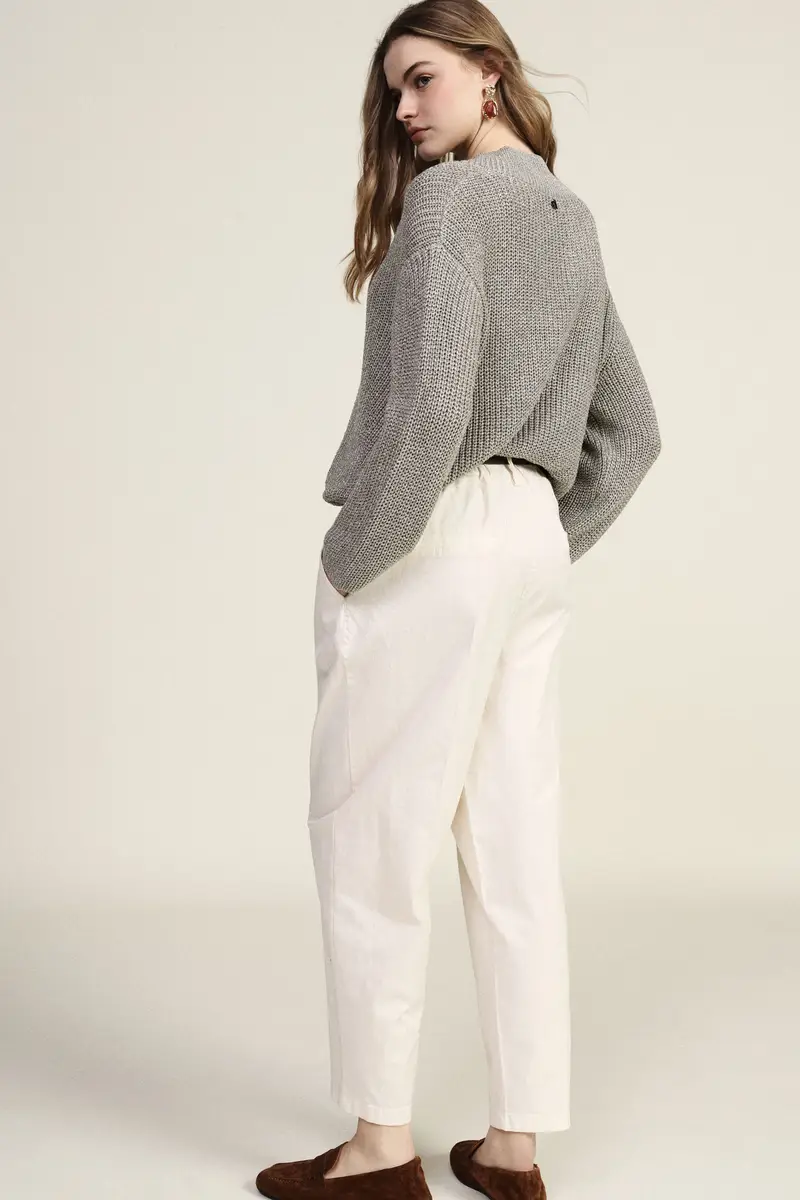 Trousers chino-fit vita alta pinces tasche laterali miniatura 3