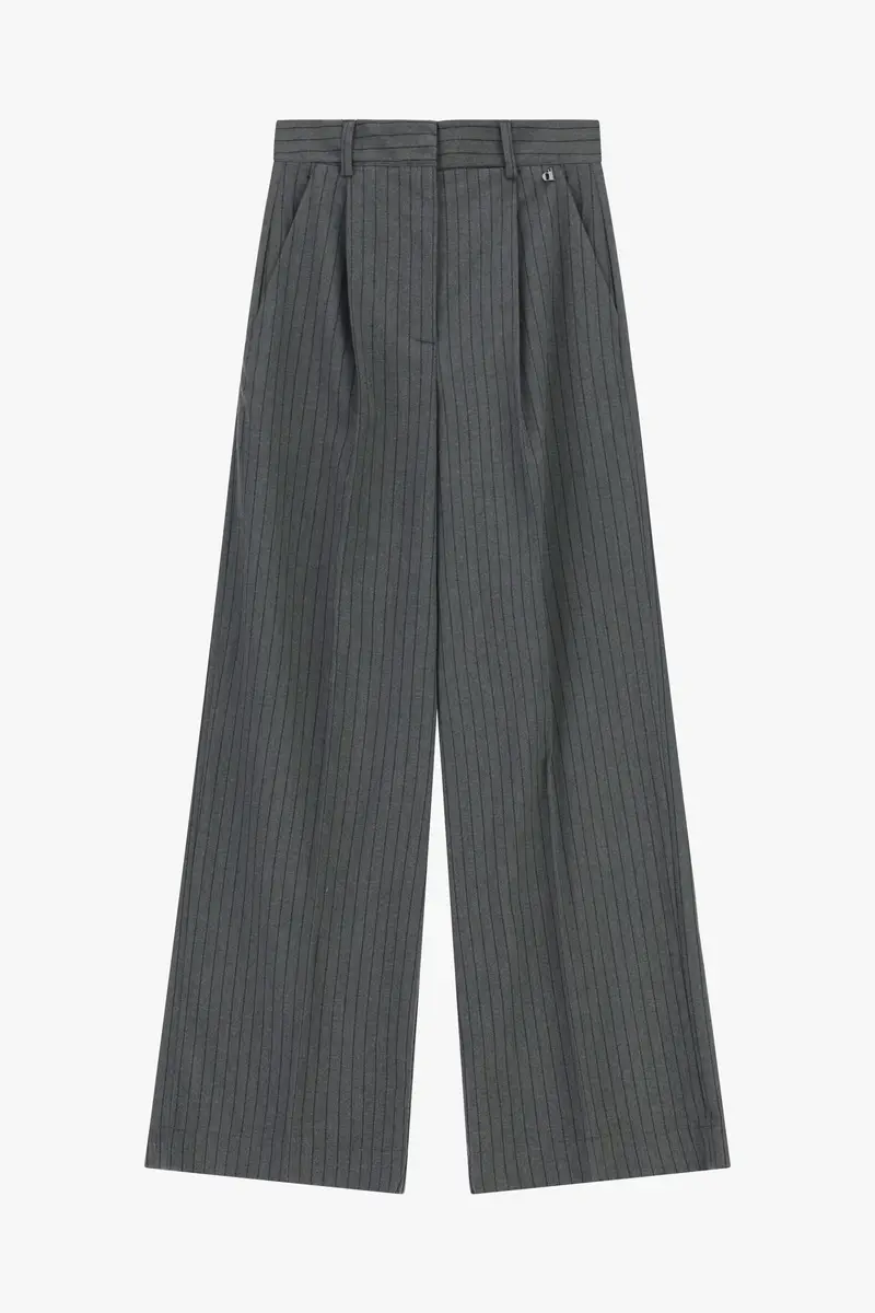 Trousers palazzo a righe con vita alta e pince
