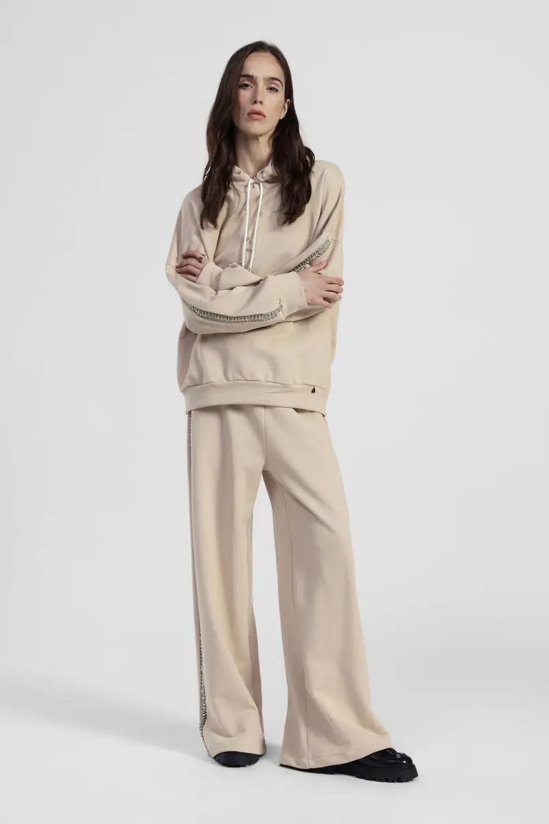 Trousers palazzo a vita alta con inserti laterali miniatura 2