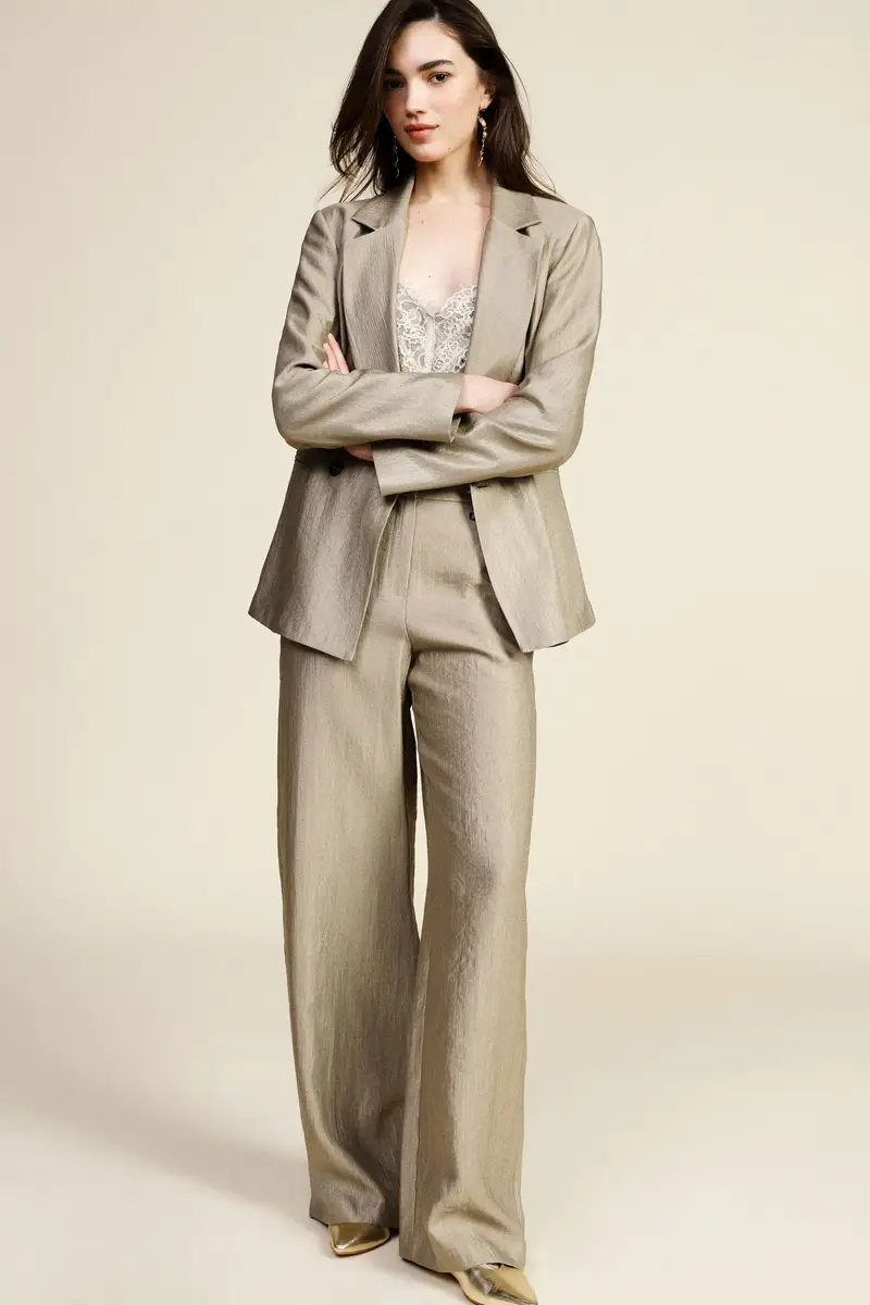 Trousers palazzo a vita alta con tasche laterali miniatura 2