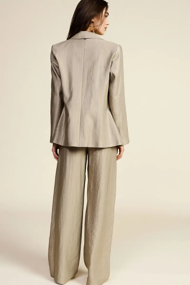 Trousers palazzo a vita alta con tasche laterali miniatura 3