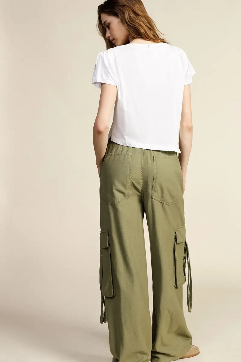 Trousers palazzo cargo tasche laterali coulisse miniatura 3